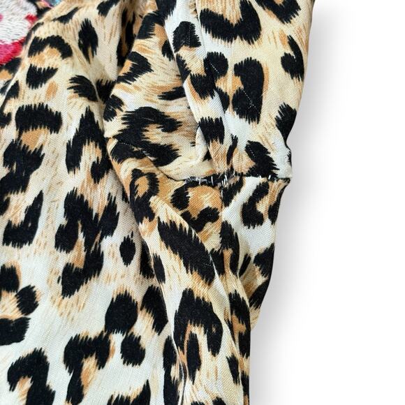 Savanna Jane Leopard Print Floral Embroidered V-Neck Bell Sleeve Tunic Size M - Picture 8 of 11